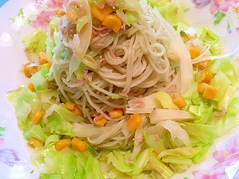 キャベツと山椒ちりめんの居酒屋風サラダ素麺